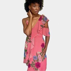 NWT - KEEPSAKE THE LABEL, MAUVE FLORAL ONE SHOULDER DRESS, SIZE: LARGE
